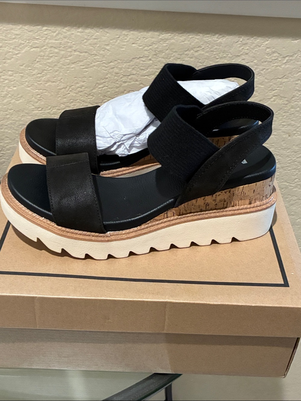 Mia Black Platform wedge Sandals